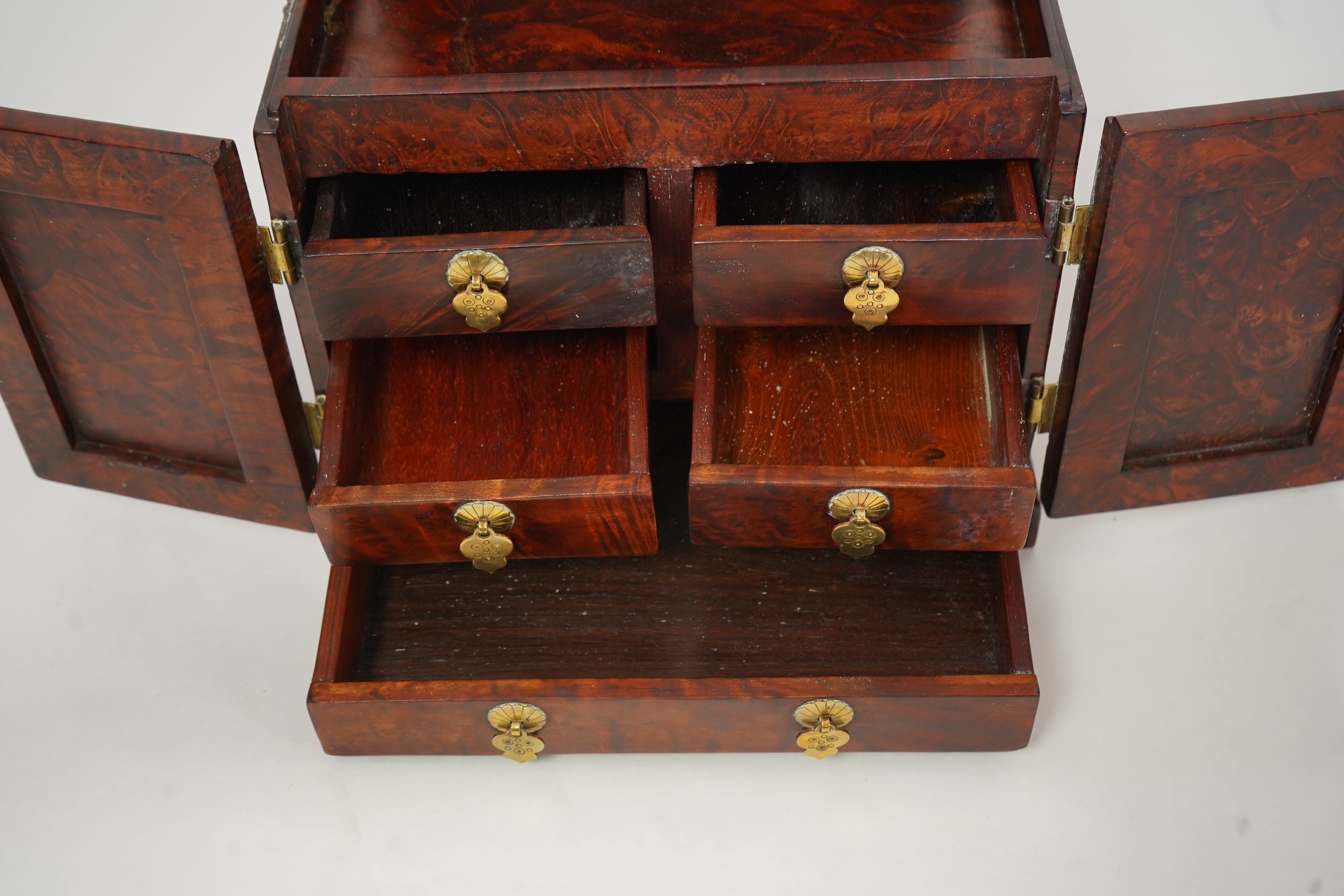 A Chinese burrwood scholar's cabinet, 19th century